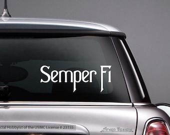 Marines Semper Fi Logo Vinyl Car DECAL, US Marine Corps Always Faithful, Official Hobbyist of the USMC License # 23155