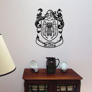 Custom Family Crest Vinyl DECAL, Personalized Wall Art, Coat of Arms Sticker, Heraldry Car Decal