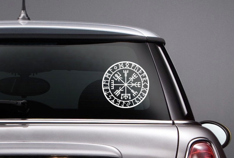 Vegvisir Rune Circle Viking Norse Mythology Vinyl CAR DECAL Pagan Asatru Runic Compass image 1