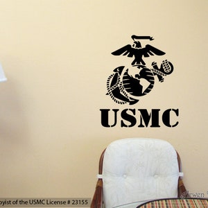 USMC Marines EGA Logo, Vinyl Wall Art, Eagle Globe Anchor, Marine Corps Decal, Official Hobbyist of the USMC License # 23155
