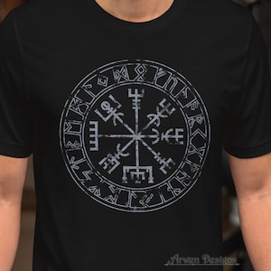 Vegvisir Rune Circle T-shirt, Viking Clothing, Norse Mythology, Pagan ...