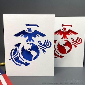 Grußkarte der Marines, Abschlussfeier des US Marine Corps, EGA Logo-Einladung, Eagle Globe Anchor, offizielle Hobbyist der USMC Lizenz #23155