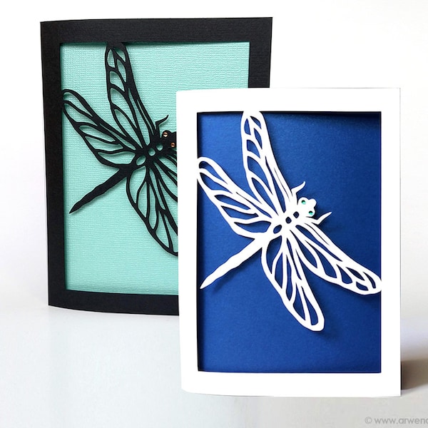 Dragonfly Card, Woodland Nature Gift, Dragonfly Art Papercutting, Mother's Day