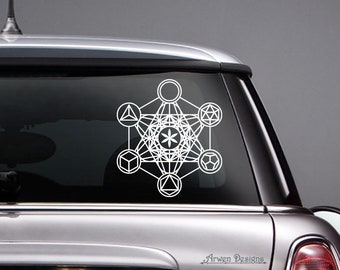 Metatron's Cube Platonic Solids, Sacred Geometry Symbol, Vinyl CAR DECAL, Metaphysical Sticker