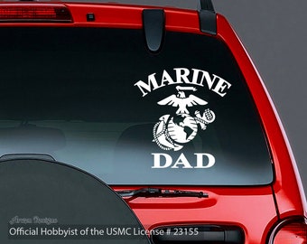 Marine Dad Vinyl Car Decal, EGA Logo, Eagle Globe Anchor, US Marine Corps, Official Hobbyist of the USMC License # 23155