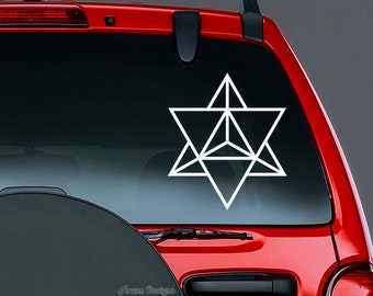 Merkaba Sacred Geometry Symbol, Vinyl CAR DECAL, Tetrahedron Star, Kabbalah Sticker