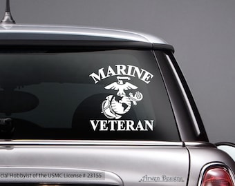 Marine Veteran Vinyl Car Decal, EGA Logo, Eagle Globe Anchor, US Marine Corps, Official Hobbyist of the USMC License # 23155