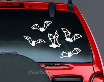 Set of 5 Bat DECALS: Halloween Decor, Spooky stickers, Gothic gifts