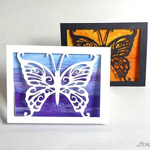 Schmetterling Silhouette Karte, Fee, Fantasy Kunst, Muttertag, Geburtstag, Monarchfalter Papierschnitt