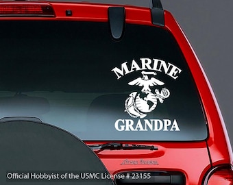 Marine Grandpa Vinyl Car Decal, EGA Logo Sticker, Eagle Globe Anchor, US Marine Corps Family, Official Hobbyist of the USMC License # 23155