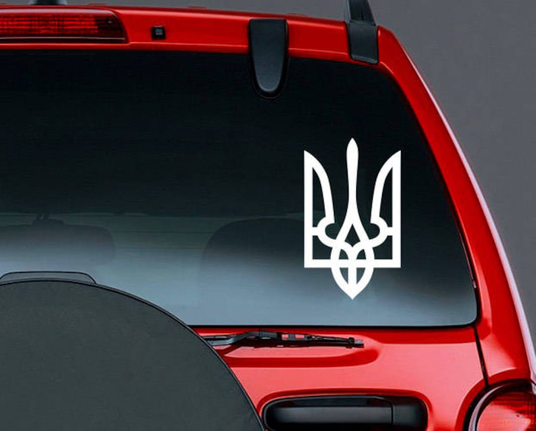 Tryzub Ukranian Symbol Vinyl CAR DECAL Ukraine Trident Coat of Arms Sticker  