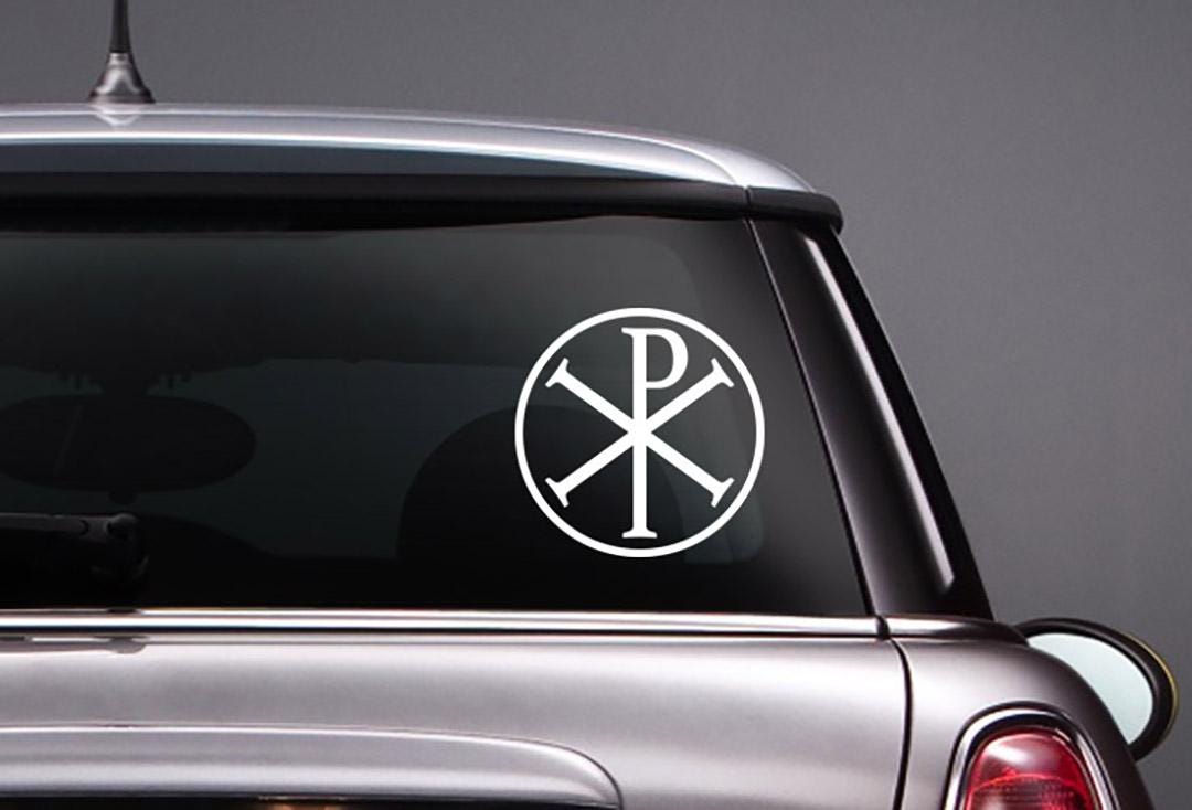 Christogram Chi Ro Cross, Vinyl CAR DECAL, Chrismon Symbol of Christ ...