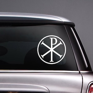 Christogram Chi Ro Cross, Vinyl CAR DECAL, Chrismon Symbol of Christ, Christian Sticker