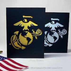 Remise des diplômes du Corps des Marines des États-Unis, carte de voeux des Marines, invitation logo EGA, ancre globe aigle, amateur officiel de la licence USMC n° 23155