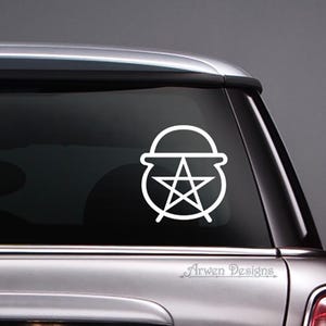 Cauldron Pentagram Vinyl CAR DECAL, Wiccan Symbol, Witches Sticker, Pagan Decor