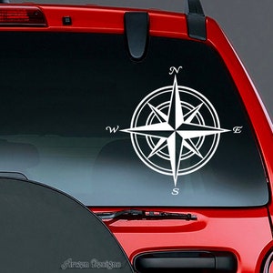 Nautical Compass Vinyl CAR DECAL Navigation Sticker, Travel Decal, Map Decor