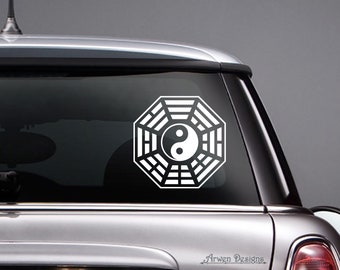 BaGua, Taoist Feng Shui Vinyl CAR DECAL, Tai Chi sticker, Yin Yang Symbol, Earlier Heaven Trigram