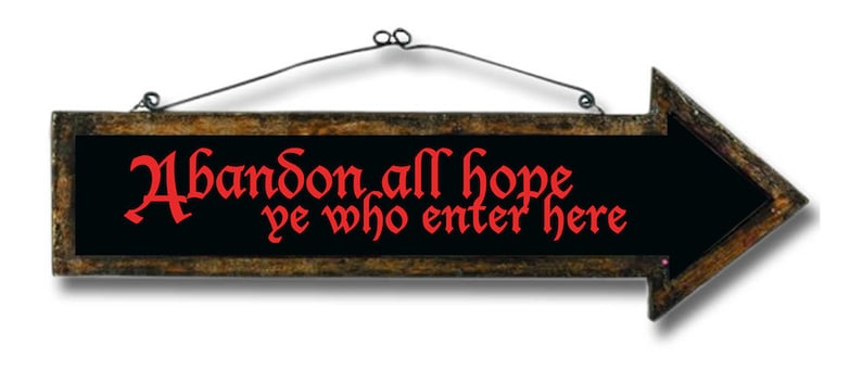 Halloween WALL DECAL, Spooky Decor, Abandon All Hope, Haunted House Sign, Gothic Decor, Dungeon image 2