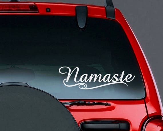 NAMASTE Vinyl Decal Sticker Car Window Wall Bumper Yoga Hindu Greeting Bow Love 