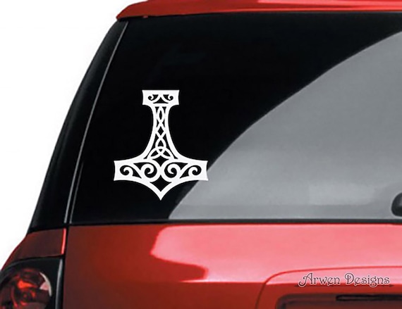 Thor's Hammer Mjolnir Vinyl CAR DECAL, Pagan Asatru Norse Viking Sticker