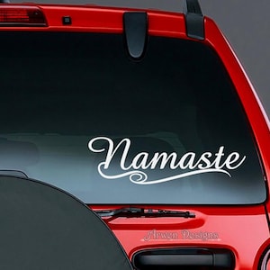 Namaste CAR DECAL, pegatina de yoga, decoración de meditación, saludo hindú, atención plena zen imagen 1