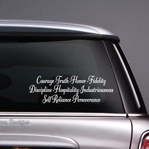 Nine Noble Virtues Viking Norse Vinyl CAR DECAL, Heathen Sticker, Pagan Asatru Odinism