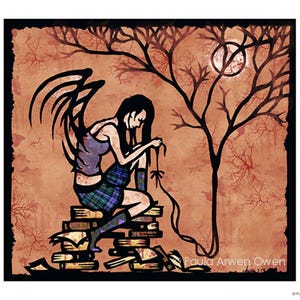 Att reda ut själen, gotisk illustration, fantasykonsttryck, pappersklippningskonst, häxkonst bild 1