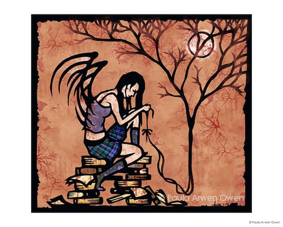 Unravelling the Soul, Gothic Illustration, Fantasy ART PRINT, Papercutting Art, Witchy Art
