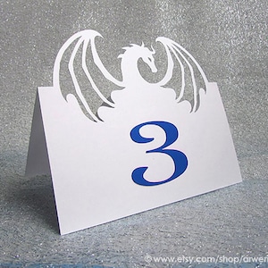 Medieval Wedding Table Number, Fantasy Renaissance Dragon Place Cards