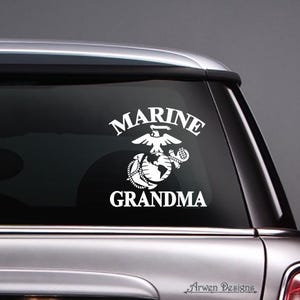 Marine Grandma Vinyl Car Decal, EGA Logo, Eagle Globe Anchor, US Marine Corps, Official Hobbyist of the USMC License # 23155