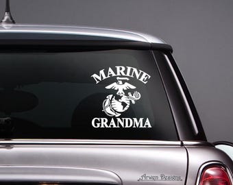 Marine Grandma Vinyl Car Decal, EGA Logo, Eagle Globe Anchor, US Marine Corps, Official Hobbyist of the USMC License # 23155