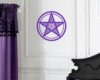 Pentacle Decal Spiral Pentagram WALL ART Wiccan Pagan Witch Vinyl Sticker