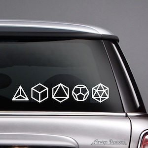 Platonic Solids Sacred Geometry Symbols, Vinyl CAR DECAL Set of 5, Metaphysical Sticker, Crystal Grid Elements