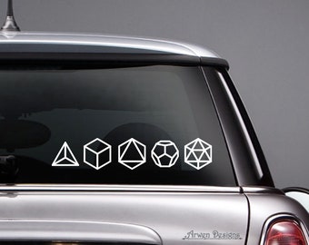 Platonic Solids Sacred Geometry Symbols, Vinyl CAR DECAL Set of 5, Metaphysical Sticker, Crystal Grid Elements