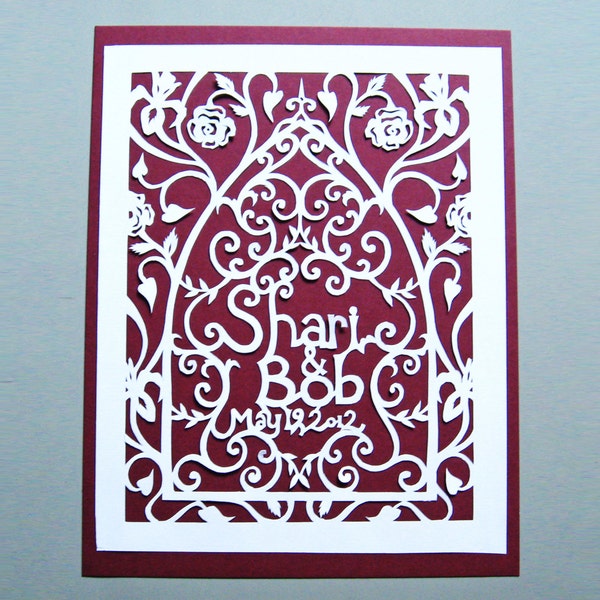 Custom Wedding Gift, Personalized Paper Cut Art, Anniversary Present, Handmade Silhouette Papercutting