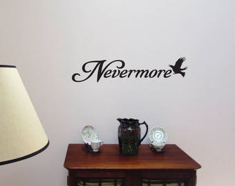 Nevermore WALL DECAL, Edgar Allan Poe Gothic Raven Sticker