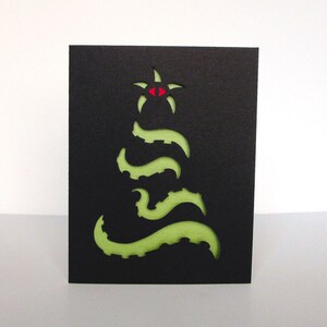 Cthulhu Christmas Tree, Holiday Greeting Card, Green and Black, Horror ...