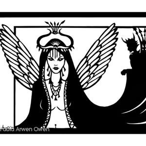 Goddess ART PRINT, Ereshkigal Queen of the Underworld, Mesopotamian Myth, Winged Goddess