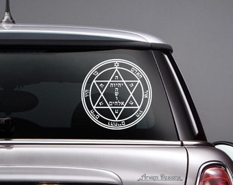 Seal of Solomon, Second Pentacle of Mars, Vinyl CAR DECAL, Occult Healing Kabbalah Sticker