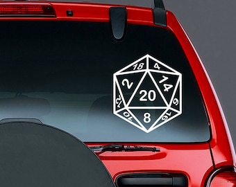 D20 DICE Vinyl Car Decal, DnD RPG Gaming sticker