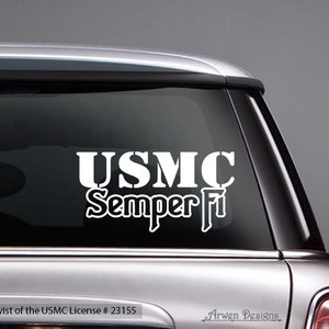 Marines USMC Semper Fi Logo Vinyl Car Decal, US Marine Corps Always Faithful, Official Hobbyist of the USMC License # 23155
