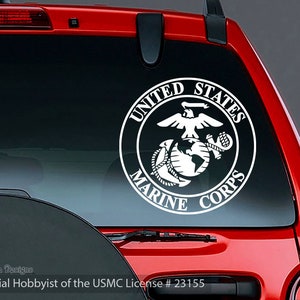 Marines EGA Circle Logo Vinyl Car Decal, Eagle Globe Anchor, US Marine Corps Seal, Official Hobbyist of the USMC License # 23155