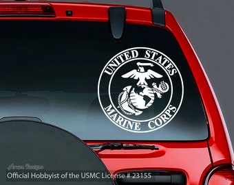 Marines EGA Circle Logo Vinyl Car Decal, Eagle Globe Anchor, US Marine Corps Seal, Official Hobbyist of the USMC License # 23155