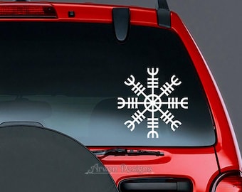 Helm of Awe Viking Vinyl CAR DECAL, Norse Mythology, Heathen Sticker, Pagan Asatru Symbol