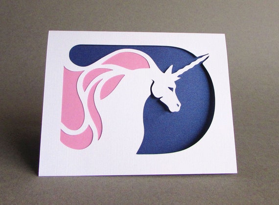 HANDMADE PAGAN FANTASY CHRISTMAS CARD WITH UNICORN HORSE CAN BE PERSONALISED