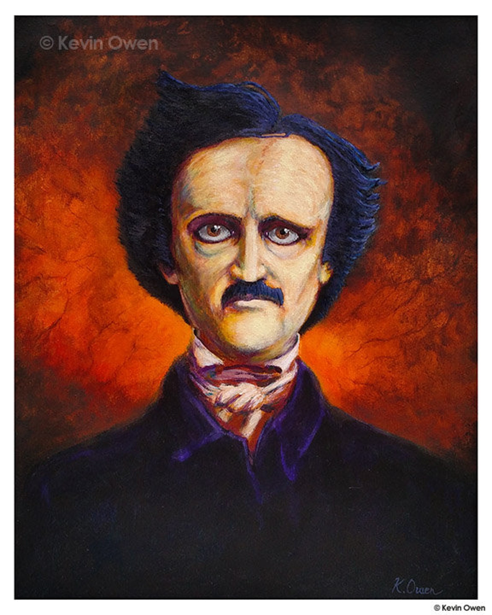 Edgar Allan Poe ART PRINT, Poe Painting, Poe Portrait, Gothic Wall ...