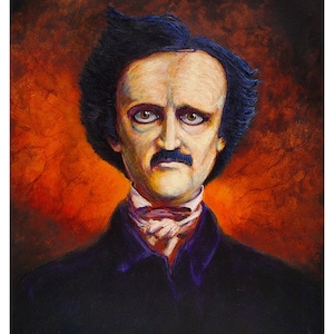 Edgar Allan Poe ART PRINT, Poe Painting, Poe Portrait, Gothic Wall Decor