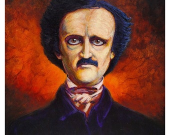 Edgar Allan Poe ART PRINT, Poe Painting, Poe Portrait, Gothic Wall Decor