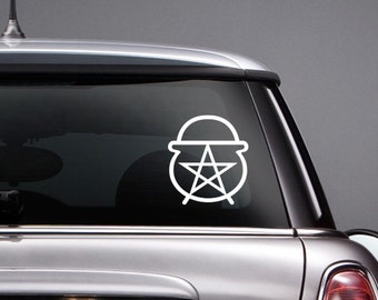 Cauldron Pentagram Vinyl CAR DECAL Pagan Wiccan Witches Sticker