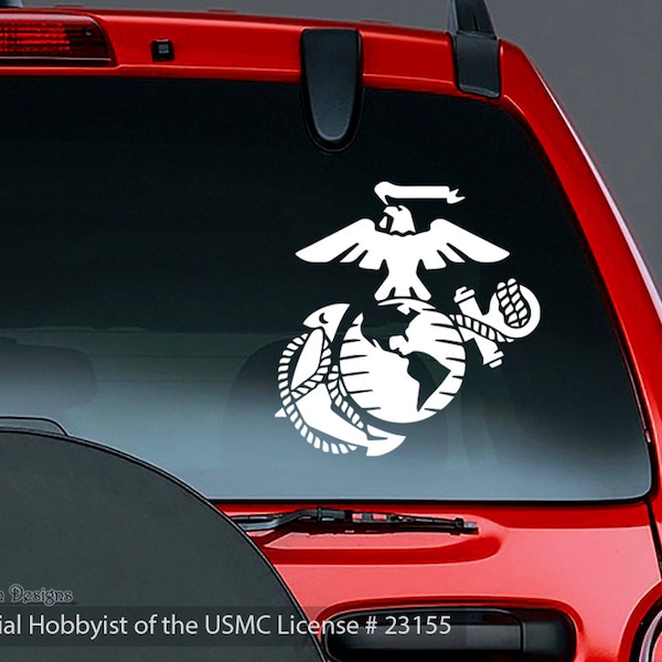 Marines EGA Logo Vinyl Car Decal, Eagle Globe Anchor, US Marine Corps, Official Hobbyist of the USMC License # 23155